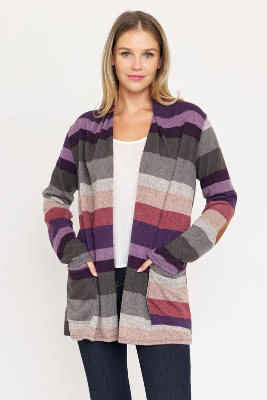 Women’s Stripe Elbow Patch Cardigan | Zarnesh