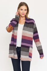 Women’s Stripe Elbow Patch Cardigan | Zarnesh