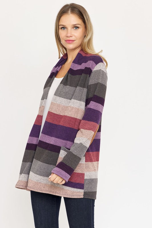 Women’s Stripe Elbow Patch Cardigan | Zarnesh