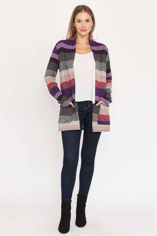 Women’s Stripe Elbow Patch Cardigan | Zarnesh