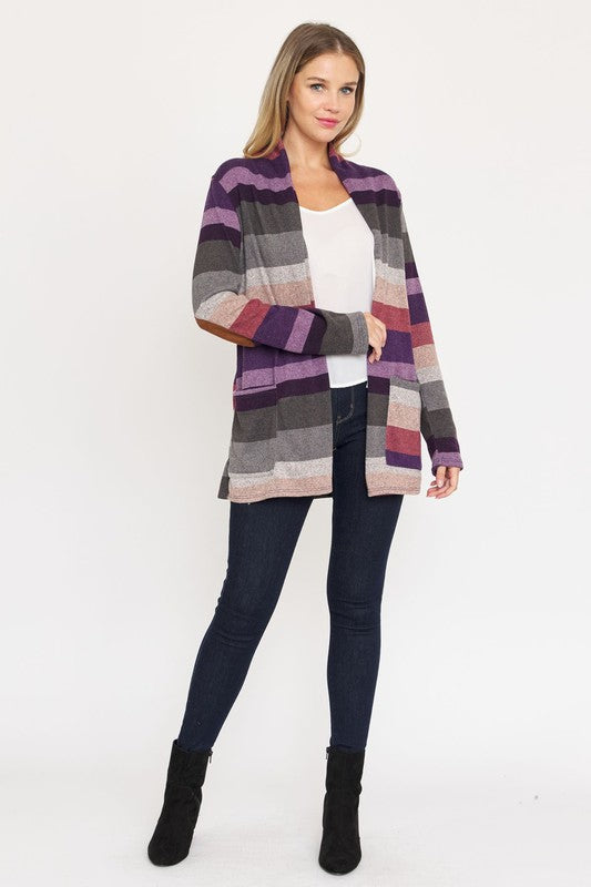 Women’s Stripe Elbow Patch Cardigan | Zarnesh