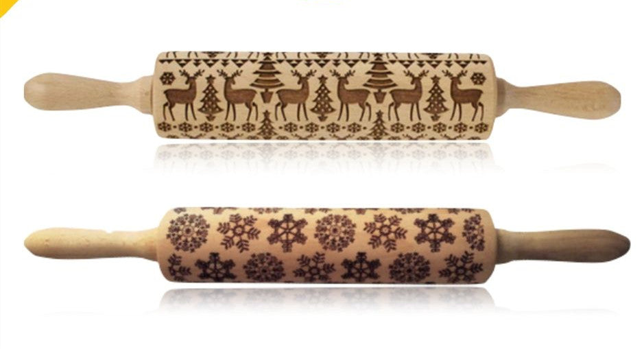 Rolling Pin Christmas Embossing for Holiday Baking Festive Delights | Zarnesh