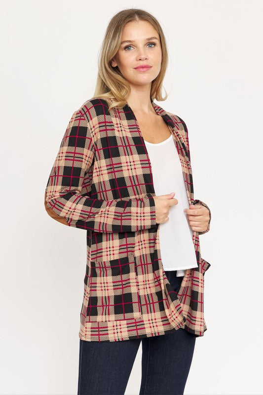 Women’s Plaid Contrast Elbow Patch Cardigan | Zarnesh