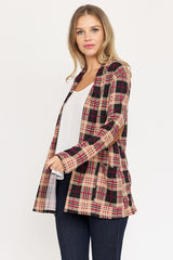 Women’s Plaid Contrast Elbow Patch Cardigan | Zarnesh