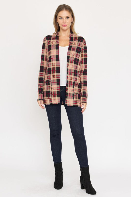 Women’s Plaid Contrast Elbow Patch Cardigan | Zarnesh