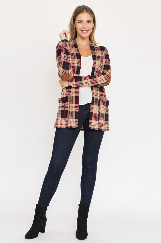 Women’s Plaid Contrast Elbow Patch Cardigan | Zarnesh