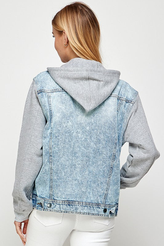 Women Denim Jacket with Fleece Hoodies | Zarnesh