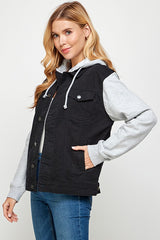 Women Denim Jacket with Fleece Hoodies | Zarnesh