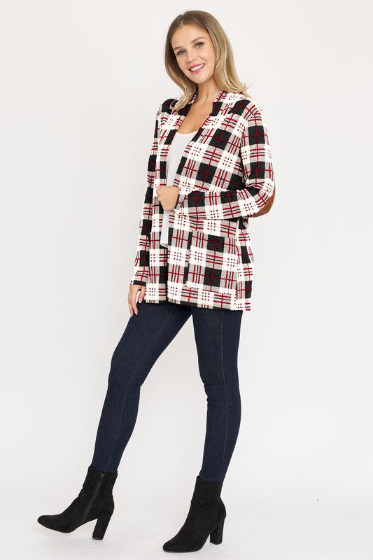 Women’s Plaid Contrast Elbow Patch Cardigan | Zarnesh