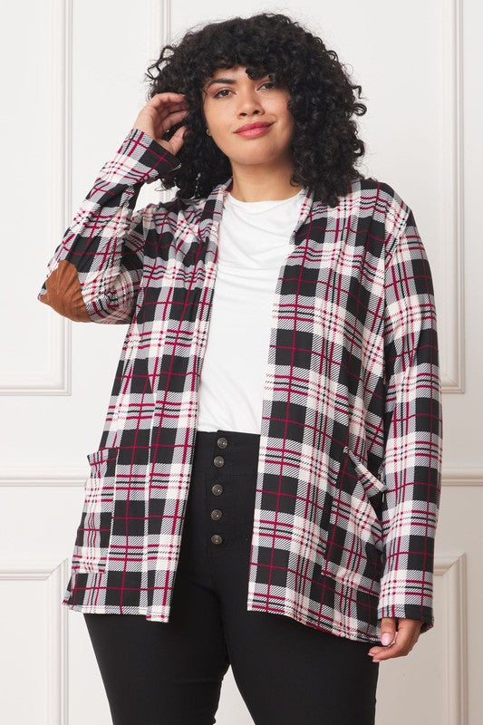 Women’s Plaid Contrast Elbow Patch Cardigan | Zarnesh