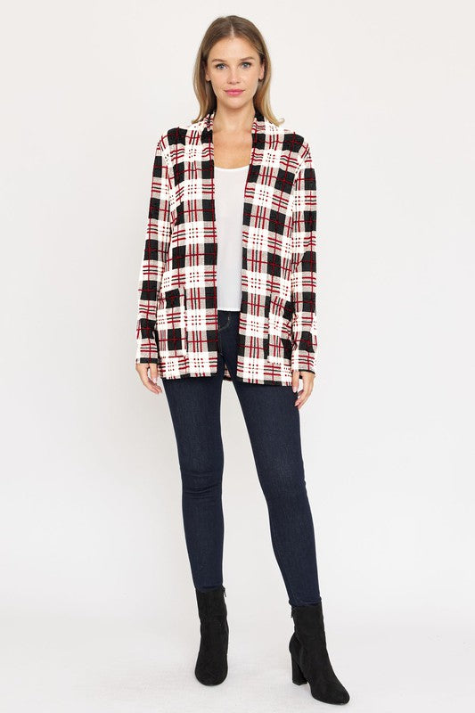 Women’s Plaid Contrast Elbow Patch Cardigan | Zarnesh