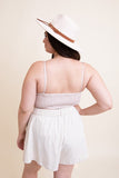 Women Plus Size Scoop Neck Gingham Smocked Bralette Zarnesh