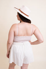 Women Plus Size Scoop Neck Gingham Smocked Bralette Zarnesh