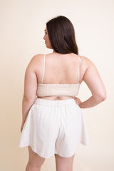 Women Plus Size Scoop Neck Gingham Smocked Bralette Zarnesh