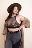 Women Plus Size Mesh Print High Neck Bralette Zarnesh