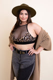 Women Plus Size Mesh Print High Neck Bralette Zarnesh