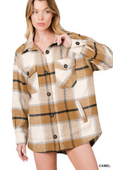 Women Oversized Yarn Dyed Plaid Shacket | Zarnesh