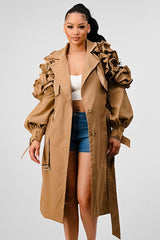 Women Plus Athina Fall Transtion Floral Sleeve Trench Coat | Zarnesh