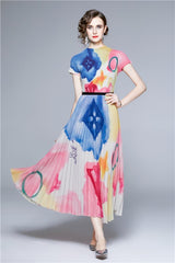 Women Multi Print Elasticized Waist Sexy Maxi Dress Two Piece Zarnesh