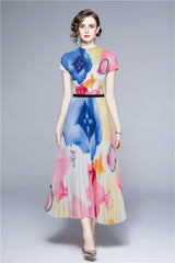 Women Multi Print Elasticized Waist Sexy Maxi Dress Two Piece Zarnesh