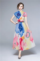 Women Multi Print Elasticized Waist Sexy Maxi Dress Two Piece Zarnesh