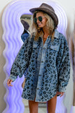 Women Vintage Washed Leopard Corduroy Buttoned Jacket | Zarnesh