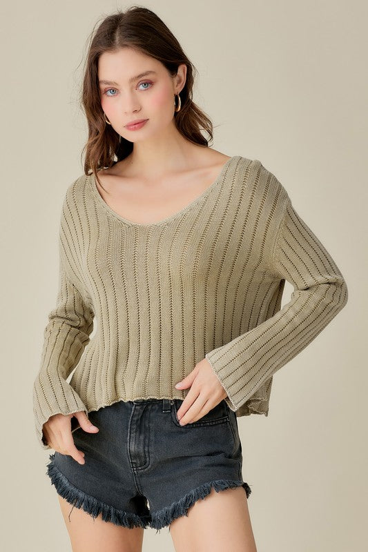 Women’s V-Neck Crop Sweater | Zarnesh