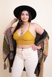 Women Plus Size Ribbed Lace Boho Racerback Bralette Zarnesh