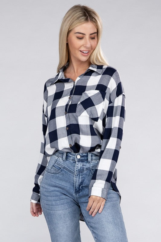 Women Classic Plaid Flannel Shirt | Zarnesh