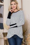 Women Front Twist Stripe Knit Top | Zarnesh