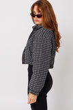 Women Tweed Functional Pocket Crop Puffer Fitted Jacket Zarnesh