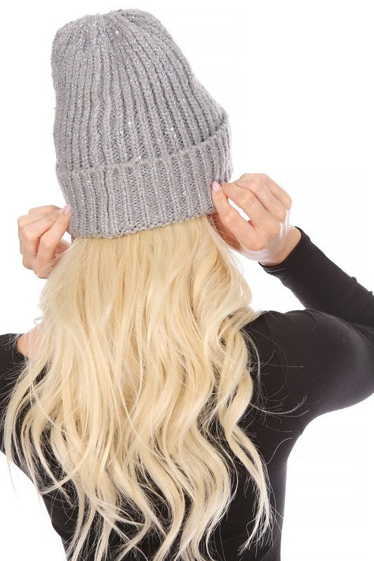 Women Knitted Sequin Beanie | Zarnesh