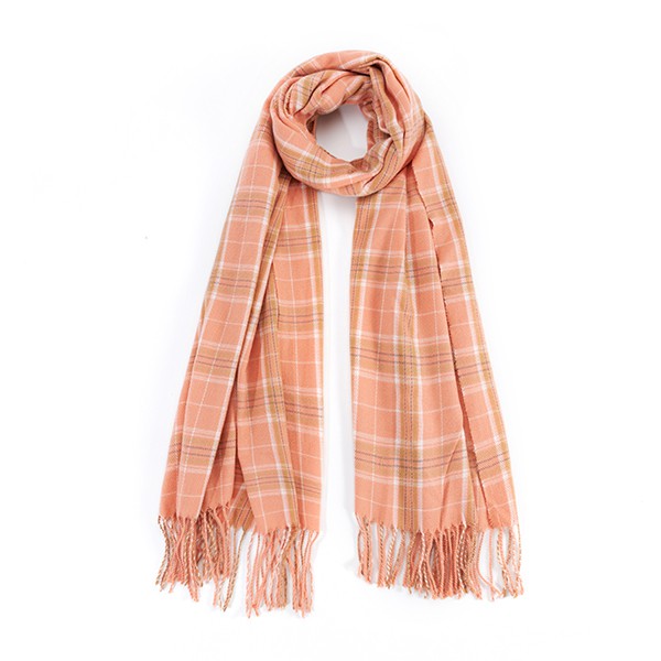 Women Striped Plaid Fringed Scarf | Zarnesh