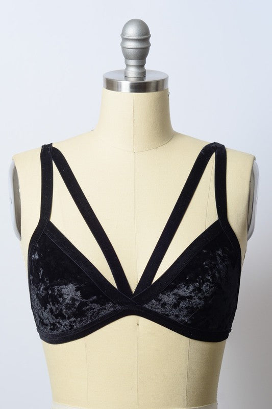 Women Crushed Velvet Triangle Bralette Zarnesh