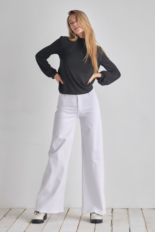 Women High Rise Waist Western Wide Leg jeans Baggy Denim Pants Zarnesh