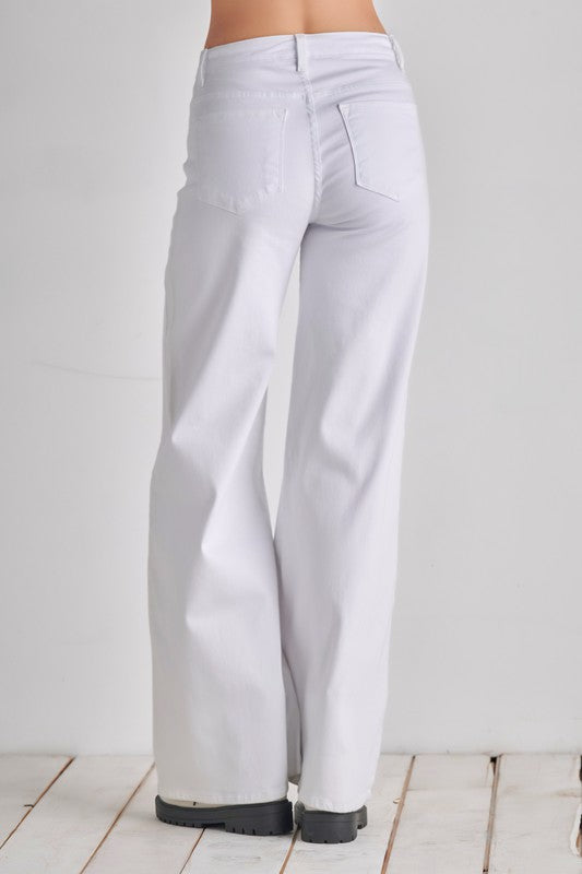 Women High Rise Waist Western Wide Leg jeans Baggy Denim Pants Zarnesh
