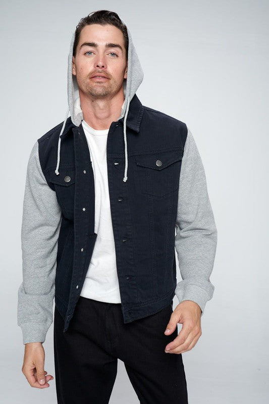 Men's Denim Jacket with Fleece Hoodies | Zarnesh