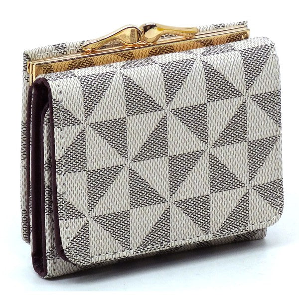 Women PM Monogram Kiss Lock Tri-fold Wallet | Zarnesh