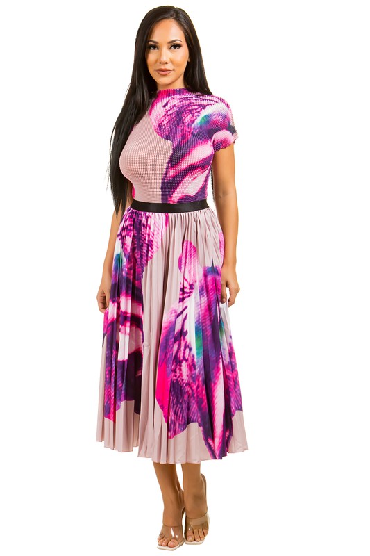 Women's Dream Sexy Maxi Dress Pink Floral 2-Piece Set | Zarnesh 