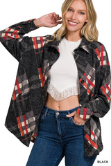 Women Jacquard Plaid Shacket With Pockets | Zarnesh