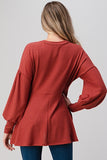Women Pullover Long Puff Sleeves Soft Knit Babydoll Mini Dress Zarnesh
