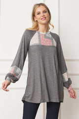 Women Patchwork Panel Accent A-Line Tunic | Zarnesh