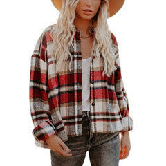 Women Casual Plaid Button Closure Shacket | Zarnesh