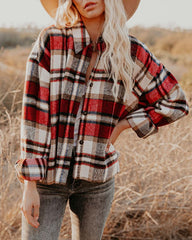 Women Casual Plaid Button Closure Shacket | Zarnesh