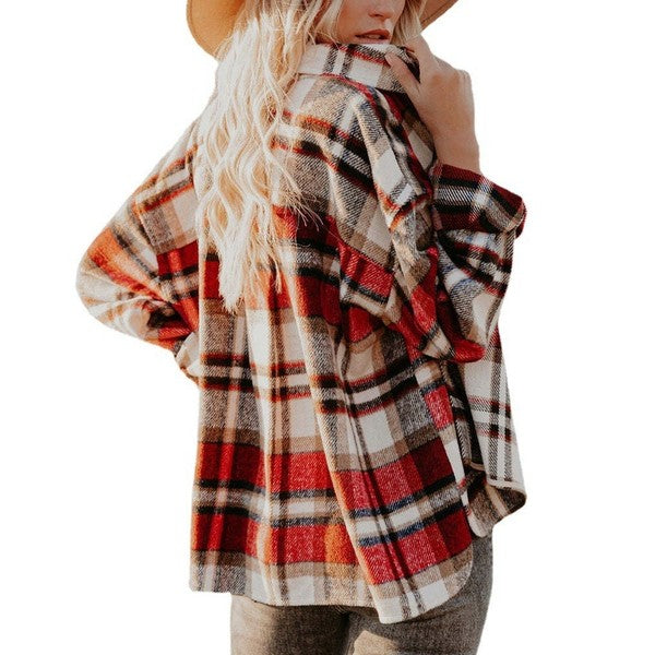 Women Casual Plaid Button Closure Shacket | Zarnesh