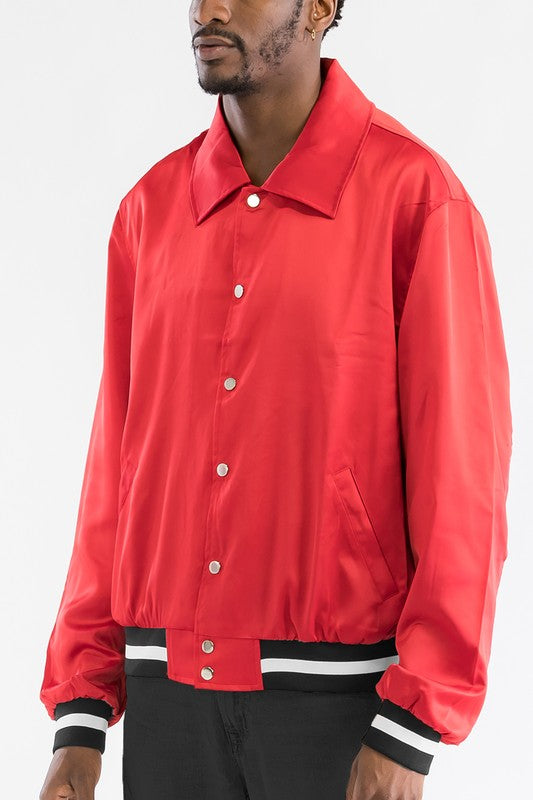 Men's Luxury Side Pockets Front Zip Satin Bomber Jacket | Zarnesh
