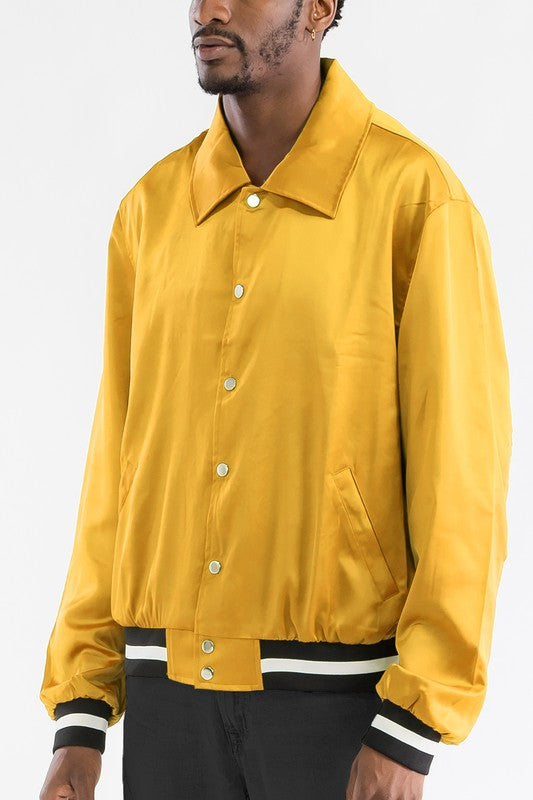 Men's Luxury Side Pockets Front Zip Satin Bomber Jacket | Zarnesh