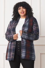 Women’s Plus Multi Color Plaid Elbow Patch Cardigan | Zarnesh