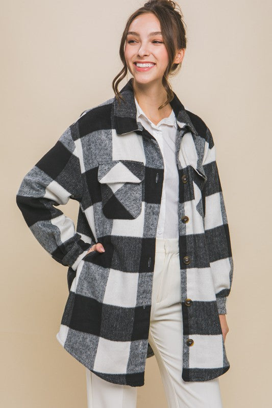 Women Plaid Bust Pocket Shacket | Zarnesh