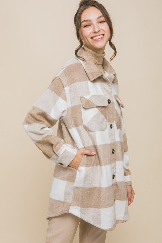 Women Plaid Bust Pocket Shacket | Zarnesh